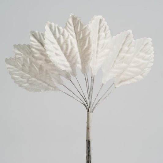 Ivory Satin Leaves Bunch of 12