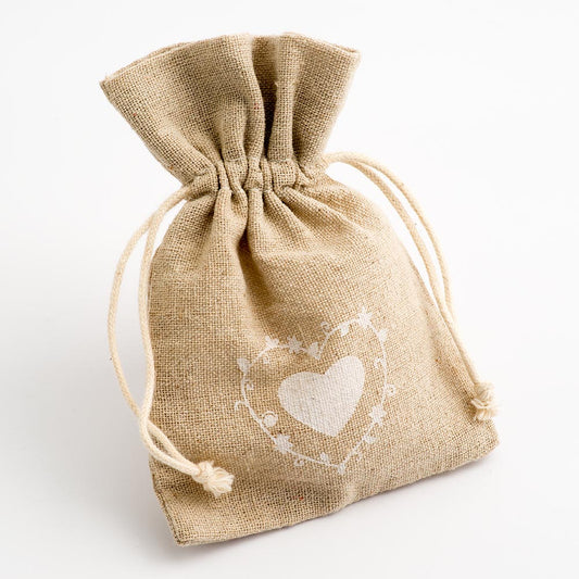 Large Heart Hessian Bag