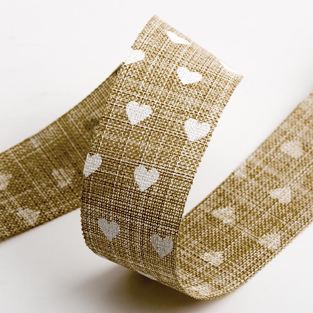 Linen and Heart Ribbon