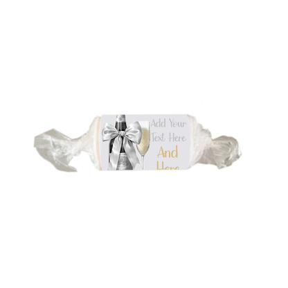 Personalised Chocolate Party Favours and Love Heart Rolls - Champagne Silver Bow