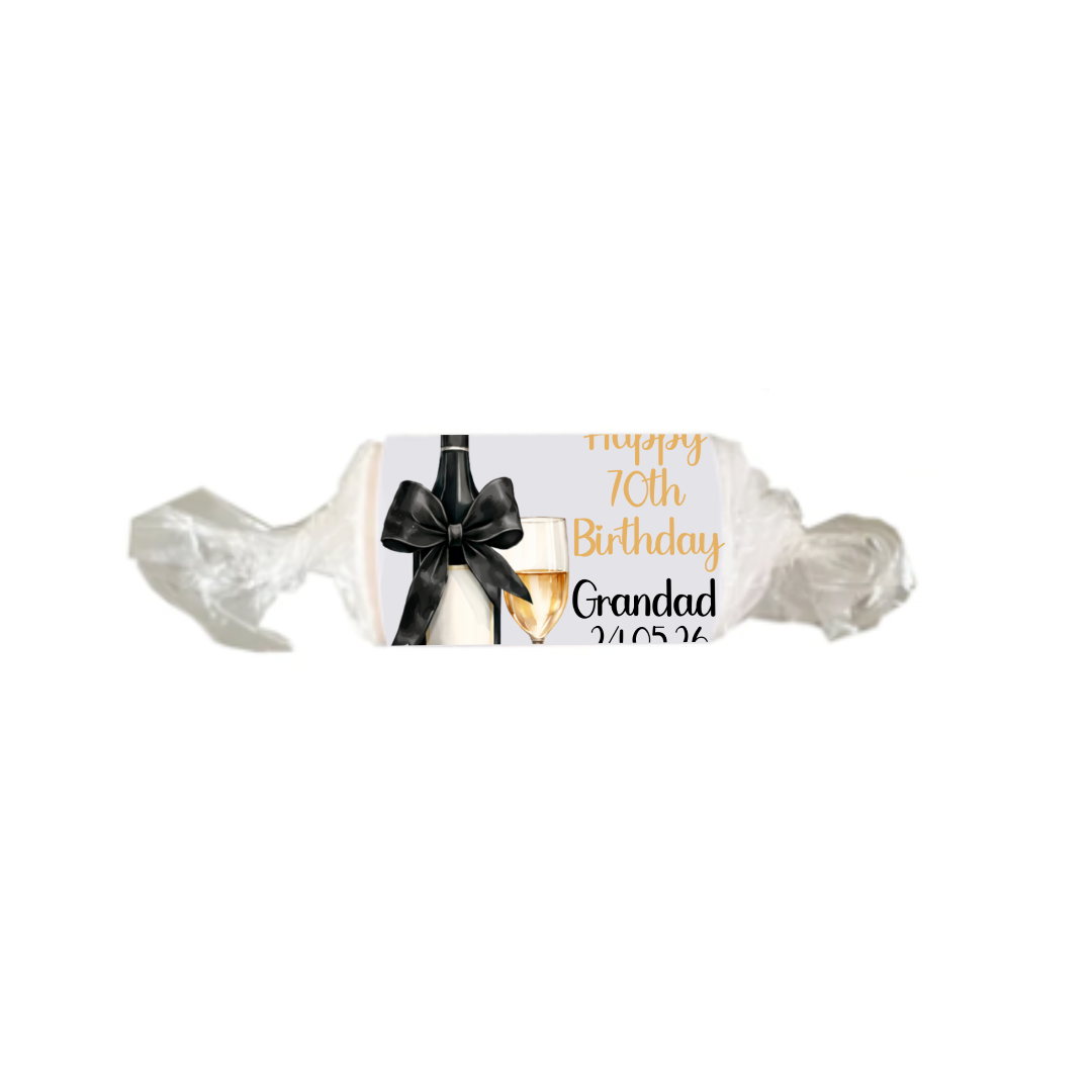 Personalised Chocolate Party Favours and Love Heart Rolls - Champagne Black Bow