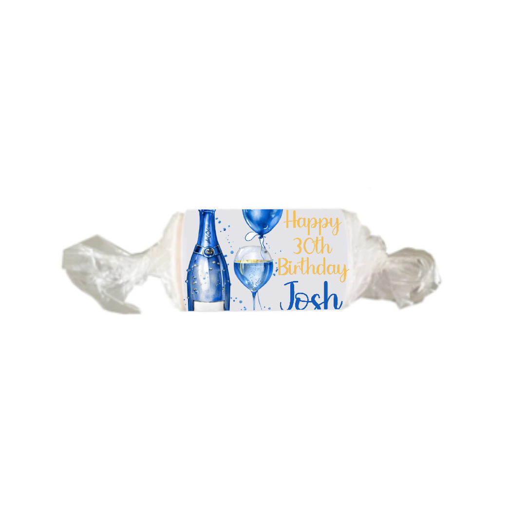 Personalised Chocolate Party Favours and Love Heart Rolls - Champagne Blue Balloon
