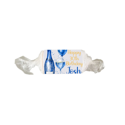 Personalised Chocolate Party Favours and Love Heart Rolls - Champagne Blue Balloon