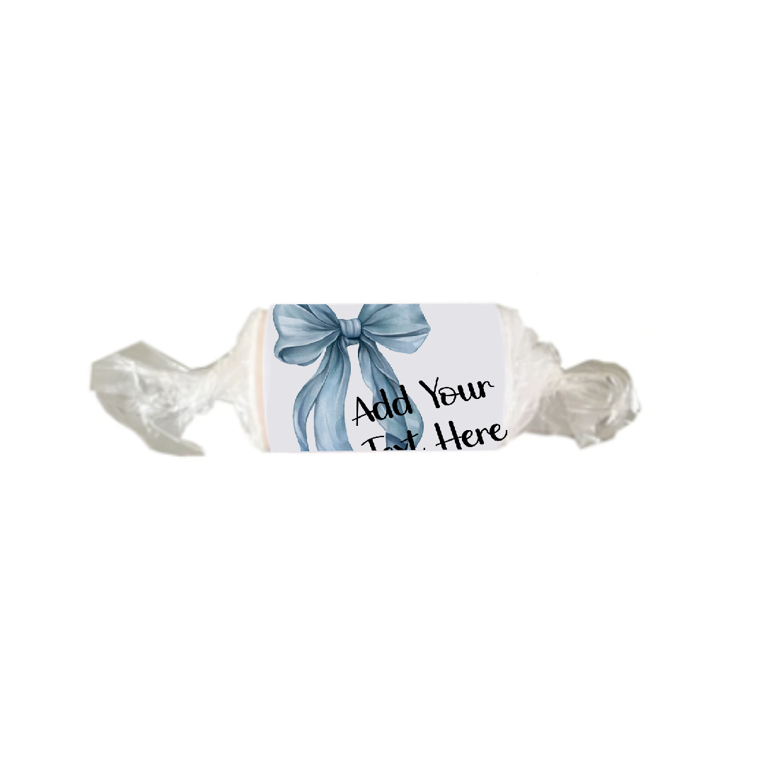 Personalised Chocolate Party Favours and Love Heart Rolls - Dusky Blue Bow