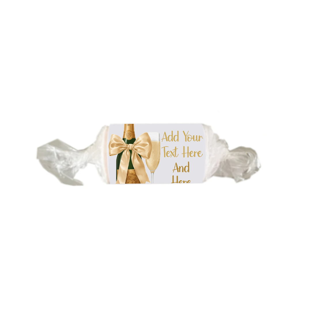 Personalised Chocolate Party Favours and Love Heart Rolls - Champagne Gold Bow