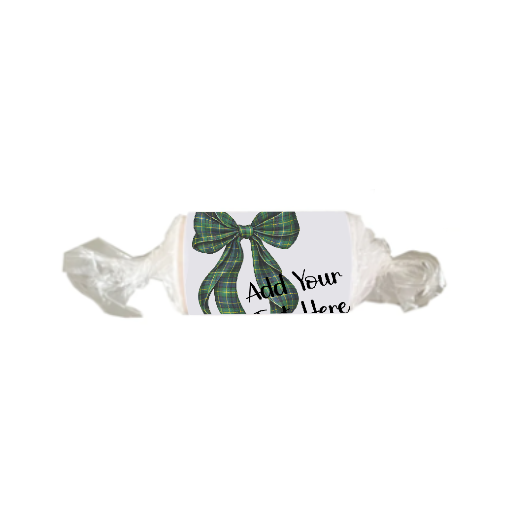 Personalised Chocolate Party Favours and Love Heart Rolls - Green Tartan Bow