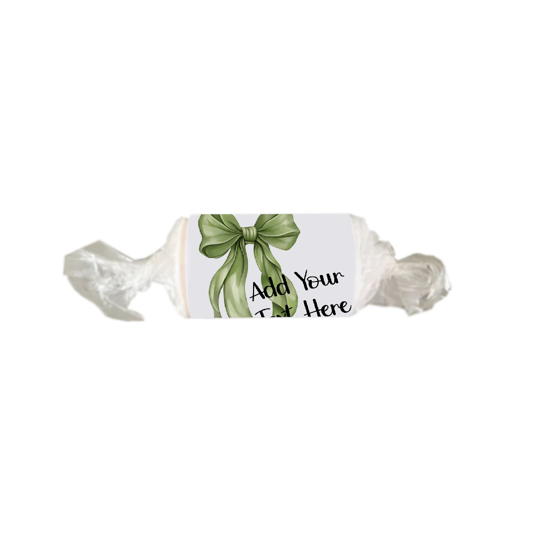 Personalised Chocolate Party Favours and Love Heart Rolls - Moss Green Bow