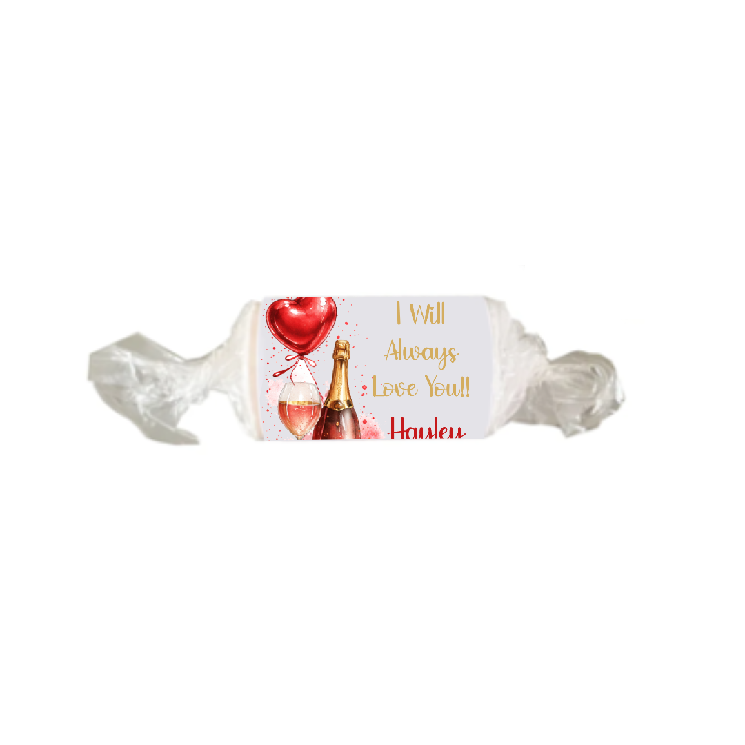 Personalised Chocolate Party Favours and Love Heart Rolls - Champagne Red Balloon