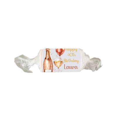 Personalised Chocolate Party Favours and Love Heart Rolls - Champagne Rose Gold Balloon