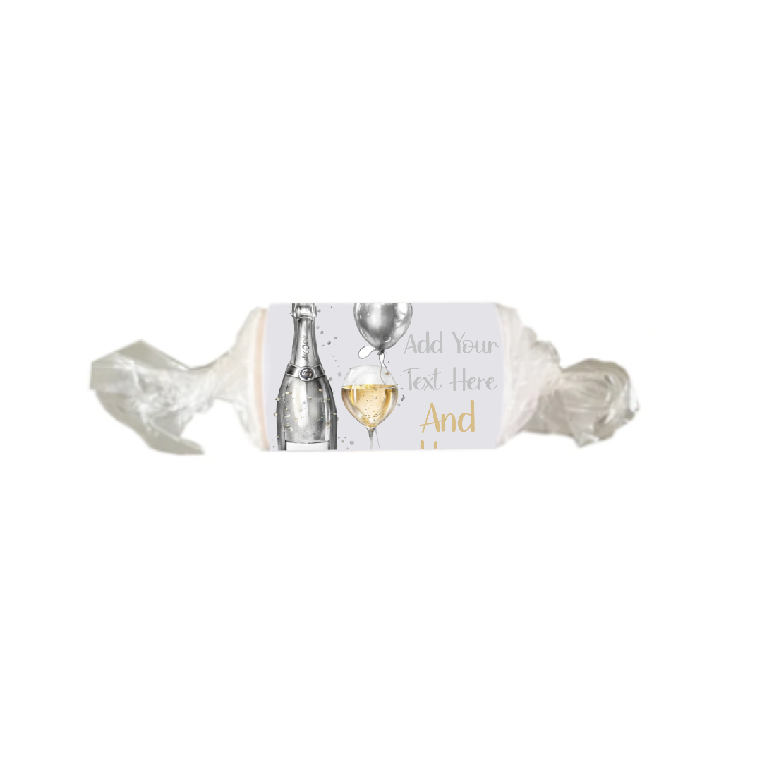 Personalised Chocolate Party Favours and Love Heart Rolls - Champagne Silver Balloon