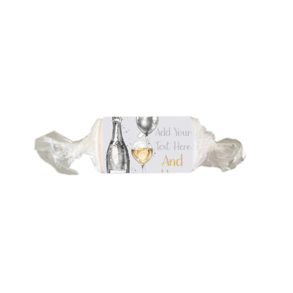 Personalised Chocolate Party Favours and Love Heart Rolls - Champagne Silver Balloon