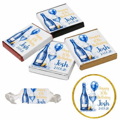 Personalised Chocolate Party Favours and Love Heart Rolls - Champagne Blue Balloon