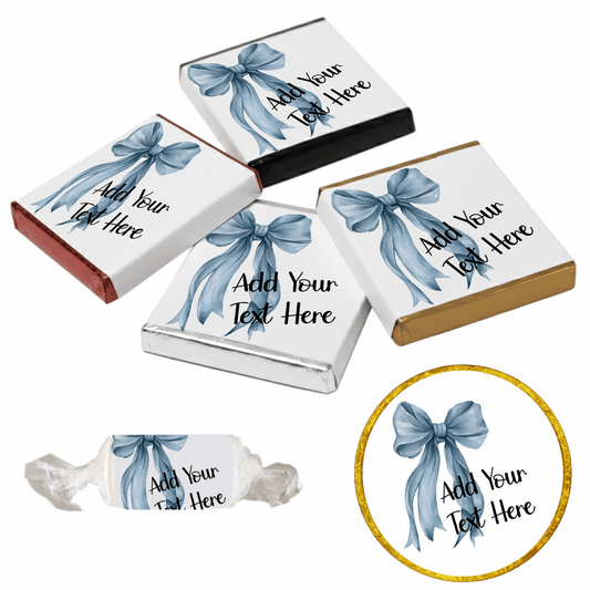 Personalised Chocolate Party Favours and Love Heart Rolls - Dusky Blue Bow