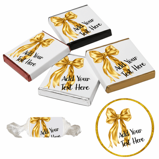 Personalised Chocolate Party Favours and Love Heart Rolls - Gold Bow