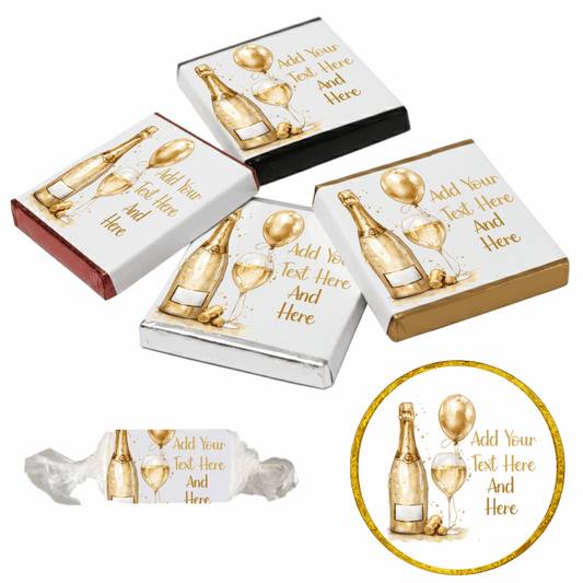 Personalised Chocolate Party Favours and Love Heart Rolls - Champagne Gold Balloon