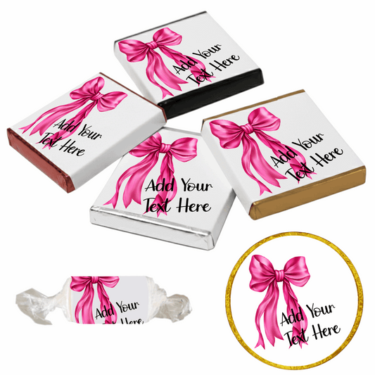 Personalised Chocolate Party Favours and Love Heart Rolls - Hot Pink Bow