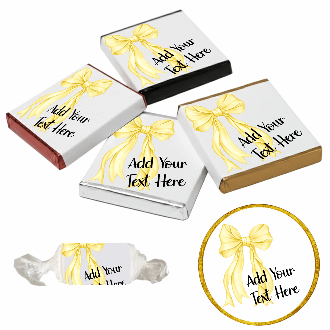 Personalised Chocolate Party Favours and Love Heart Rolls - Lemon Bow