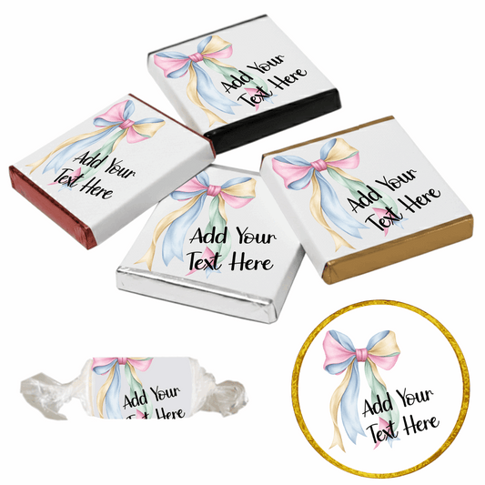 Personalised Chocolate Party Favours and Love Heart Rolls - Pastel Mix Bow