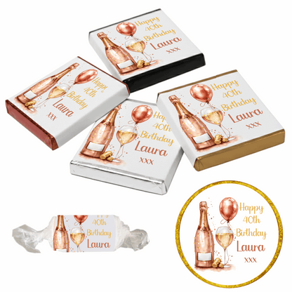 Personalised Chocolate Party Favours and Love Heart Rolls - Champagne Rose Gold Balloon