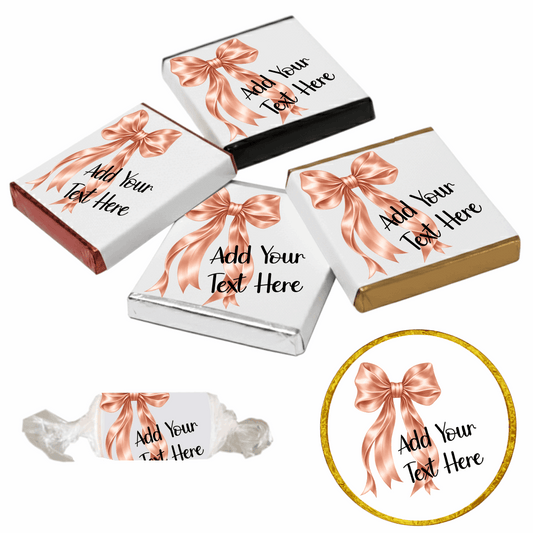 Personalised Chocolate Party Favours and Love Heart Rolls - Rose Gold Bow