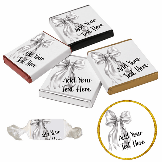 Personalised Chocolate Party Favours and Love Heart Rolls - Silver Bow