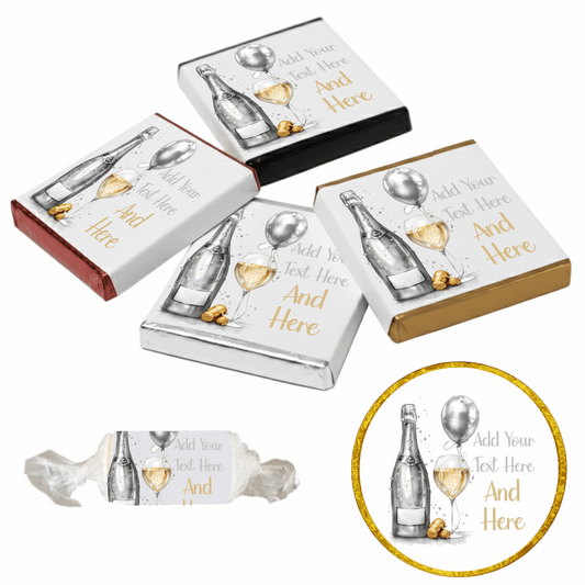 Personalised Chocolate Party Favours and Love Heart Rolls - Champagne Silver Balloon
