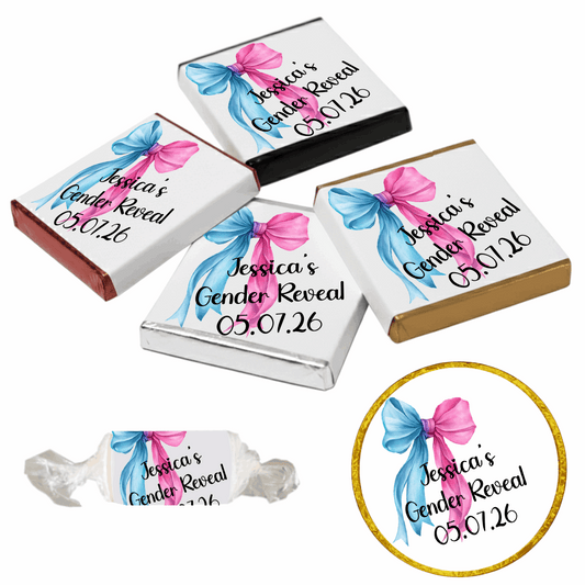 Personalised Chocolate Party Favours and Love Heart Rolls - Two Tone Bow