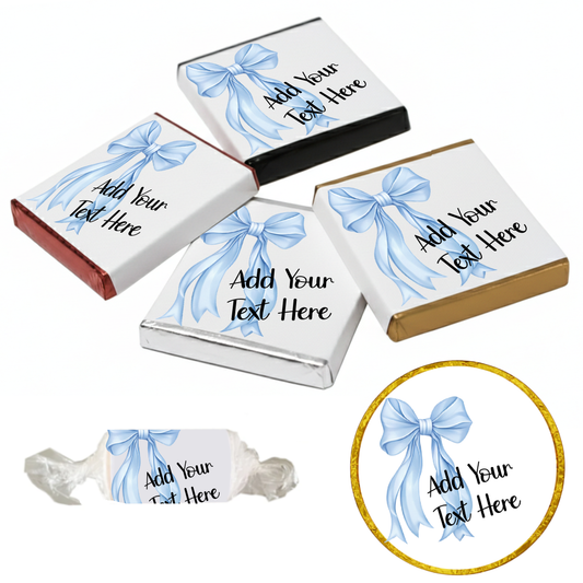 Personalised Chocolate Party Favours and Love Heart Rolls - Baby Blue Bow