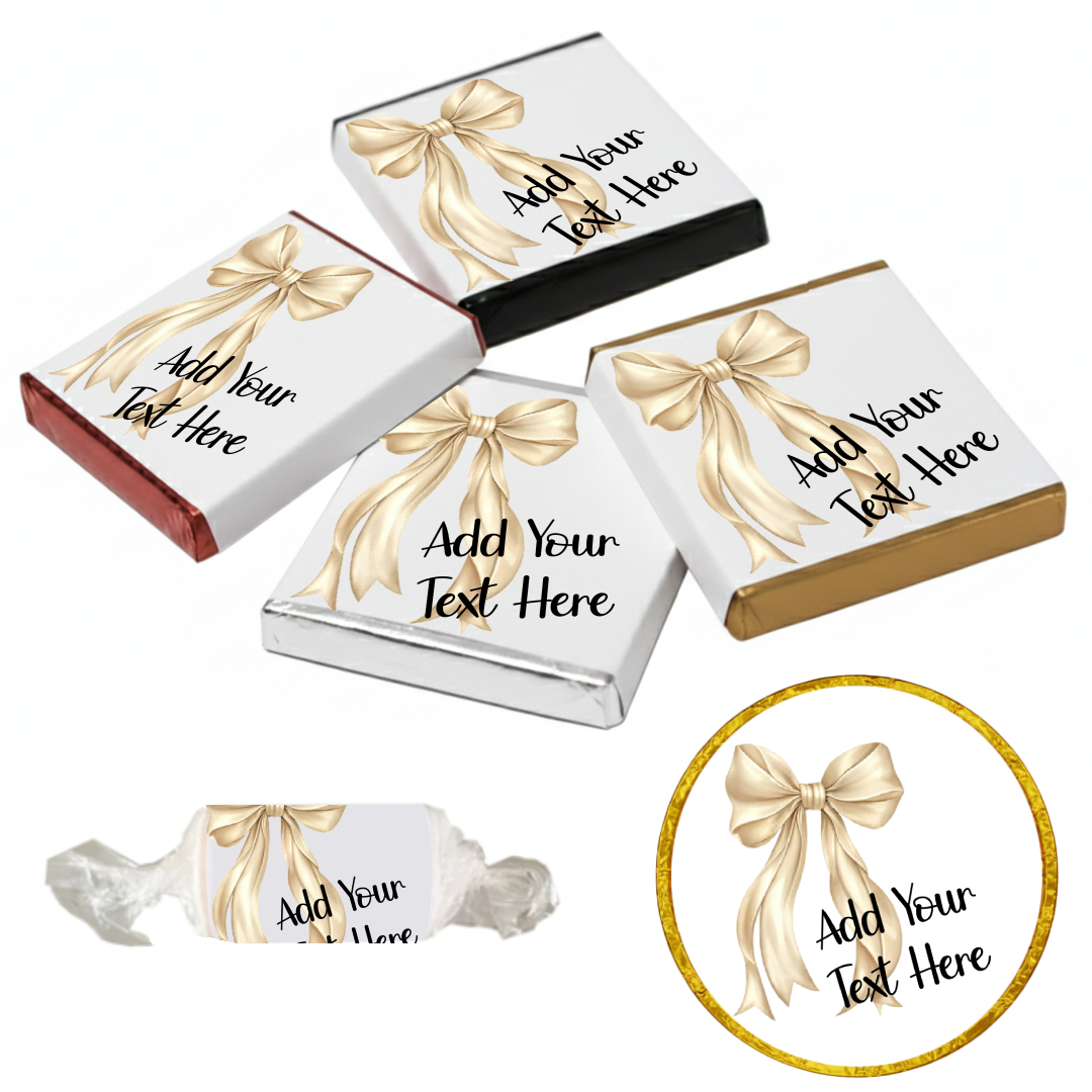 Personalised Chocolate Party Favours and Love Heart Rolls - Champagne Bow