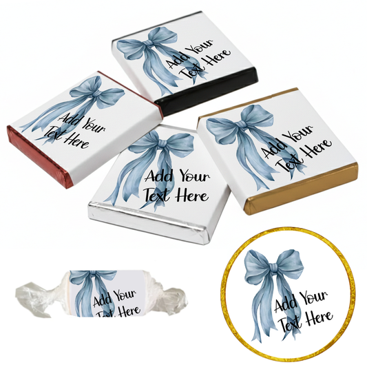 Personalised Chocolate Party Favours and Love Heart Rolls - Dusky Blue Bow