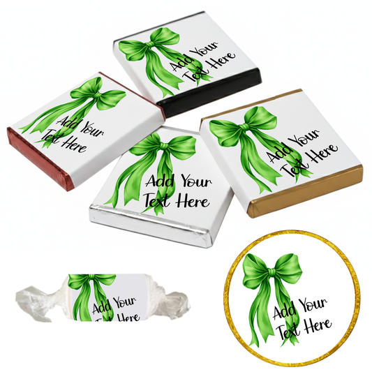 Personalised Chocolate Party Favours and Love Heart Rolls - Emerald Bow