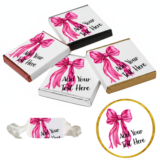 Personalised Chocolate Party Favours and Love Heart Rolls - Hot Pink Bow