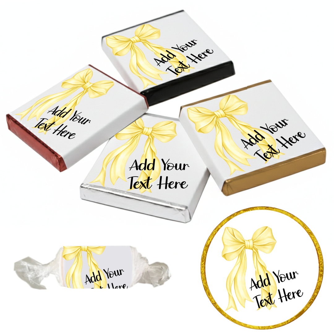 Personalised Chocolate Party Favours and Love Heart Rolls - Lemon Bow