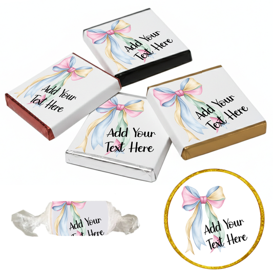 Personalised Chocolate Party Favours and Love Heart Rolls - Pastel Mix Bow