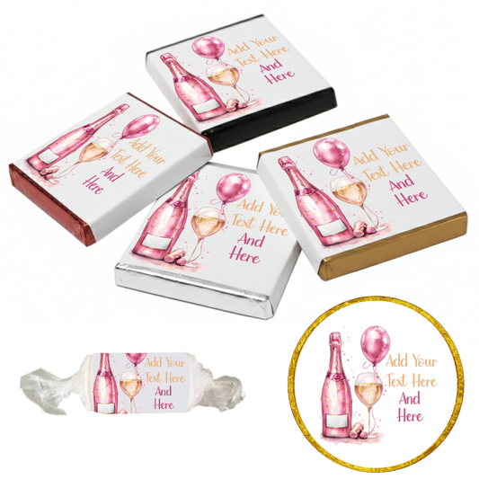 Personalised Chocolate Party Favours and Love Heart Rolls - Champagne Pink Balloon