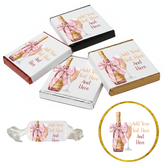 Personalised Chocolate Party Favours and Love Heart Rolls - Champagne Pink Bow