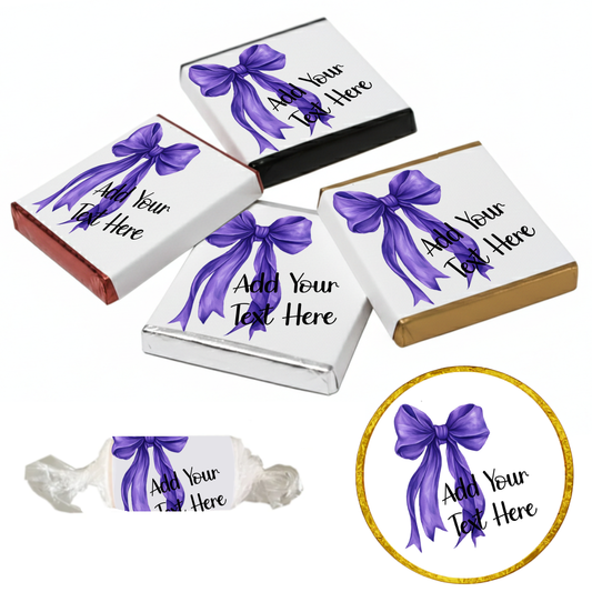 Personalised Chocolate Party Favours and Love Heart Rolls - Purple Bow