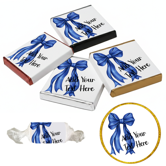 Personalised Chocolate Party Favours and Love Heart Rolls - Royal Blue Bow