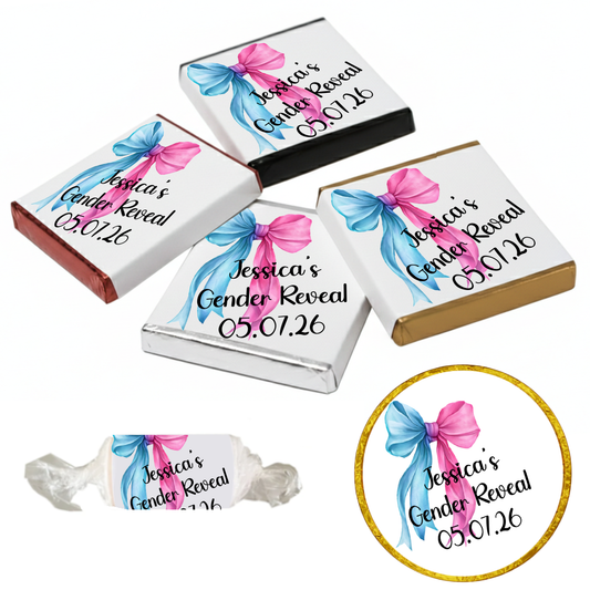 Personalised Chocolate Party Favours and Love Heart Rolls - Two Tone Bow