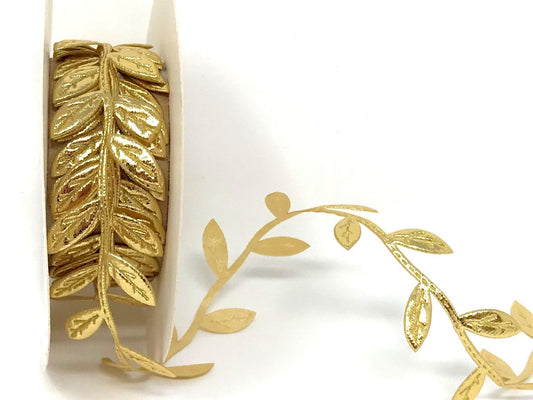 Metallic Gold Satin Leaf Ribbon