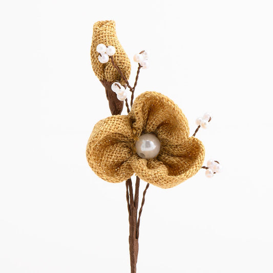 Natural Hessian Flower Spray