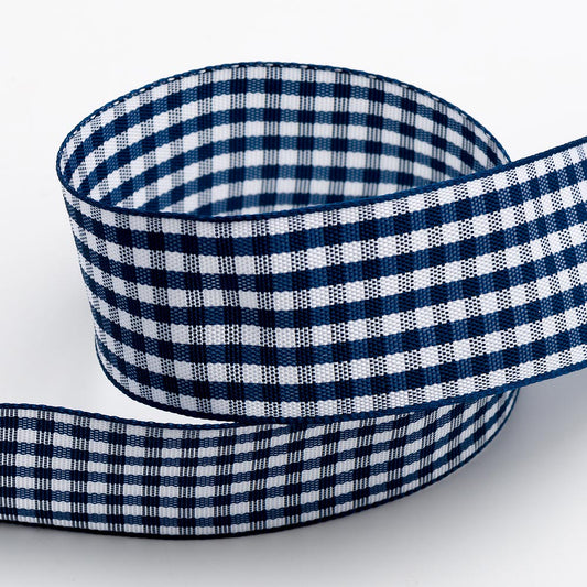 Navy Gingham Ribbon