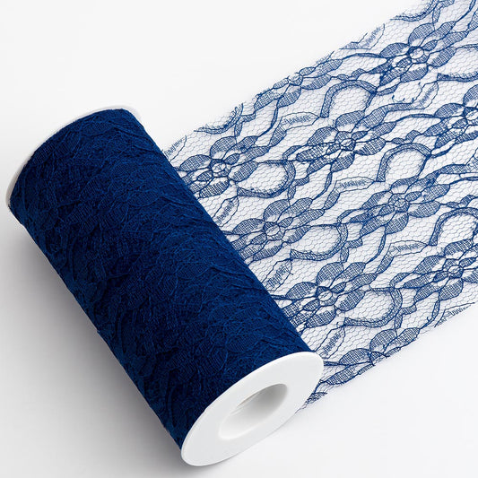 Navy Lace 15cm 10 Metre Roll
