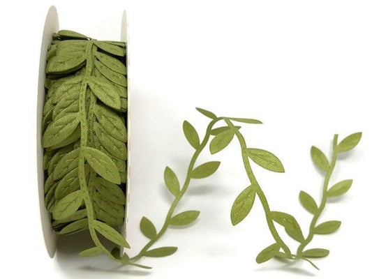 Olive/Moss Green Satin Leaf Ribbon