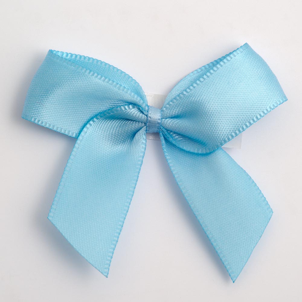 Pale Blue 5cm Satin Bows - Self Adhesive