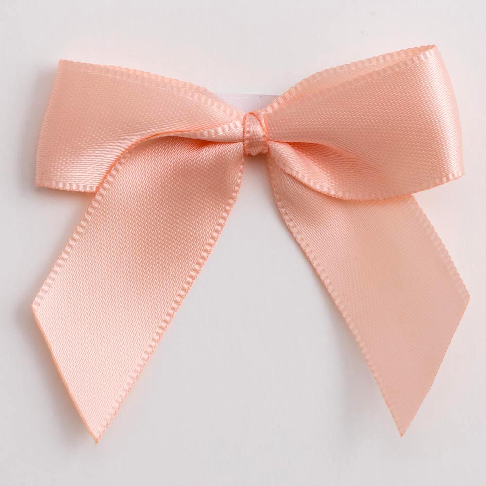 Peach 5cm Satin Bows - Self Adhesive