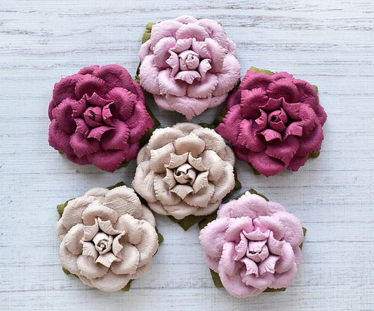 Pink Tones Vintage Flowers Pack of 6