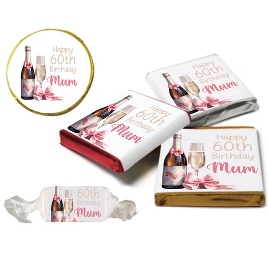 Personalised Pink Champagne Bottle Chocolate Neapolitan Sweets