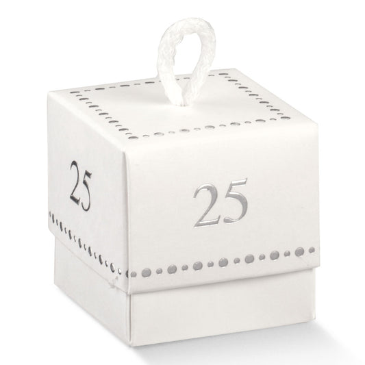 Powder White 50mm Cube Box with Cord Number 25