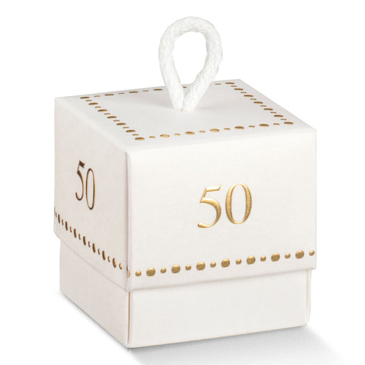 Powder White 50mm Cube Box with Cord Number 50